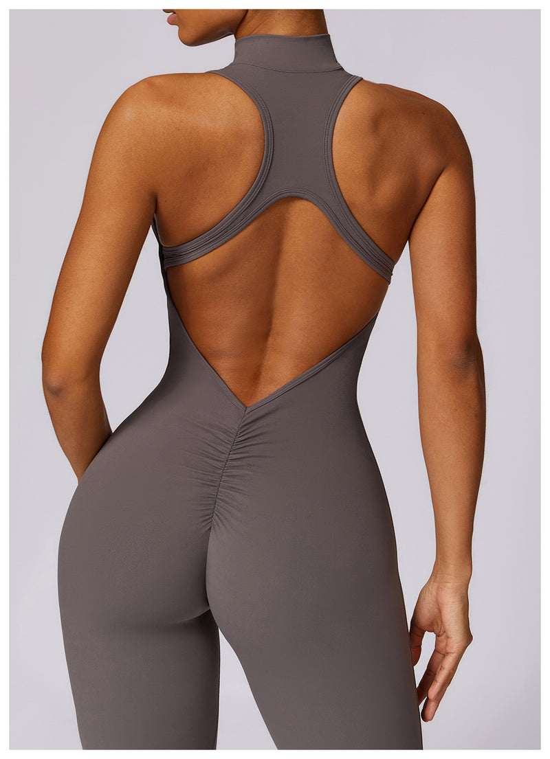 Quick-drying Zipper Yoga Jumpsuit Fitness Training Sports Tights