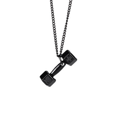 Fashion Fitness Lettering Dumbbell Necklace Titanium Steel