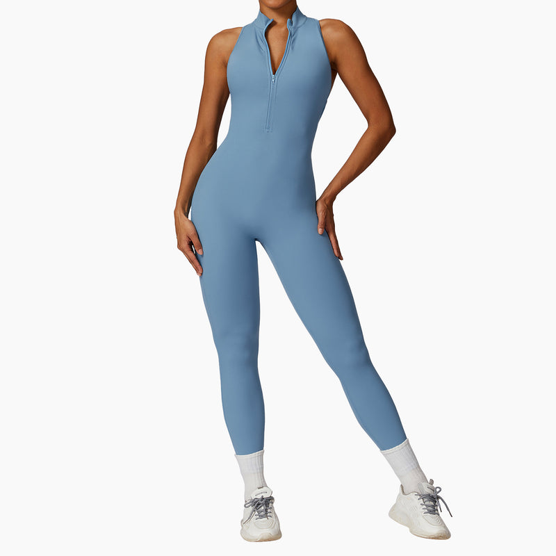 Quick-drying Zipper Yoga Jumpsuit Fitness Training Sports Tights