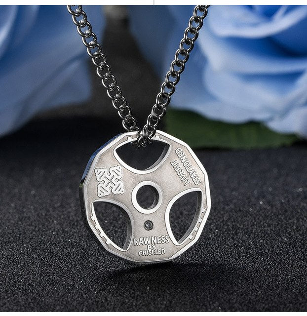 Sports Fitness Dumbbell Necklace Pendant Weightlifting