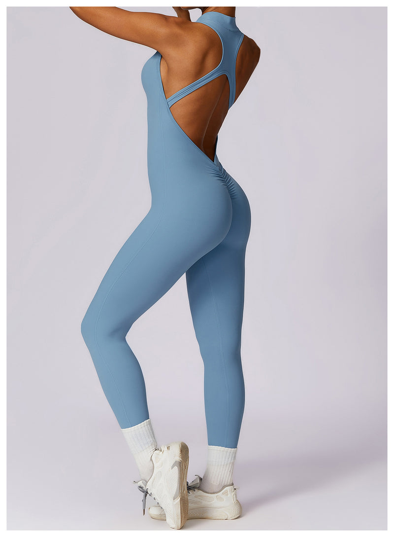 Quick-drying Zipper Yoga Jumpsuit Fitness Training Sports Tights