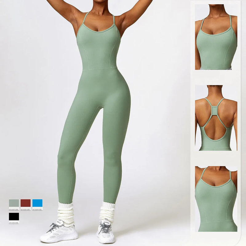 Yoga Jumpsuits Women Sleeveless Hollow Back Sports