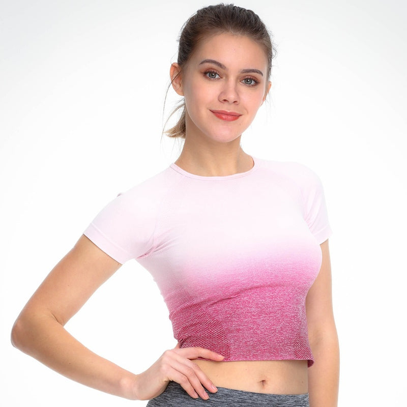 Crop Top Sport Wear Four Way Stretch Fitness Gym Workout Tops