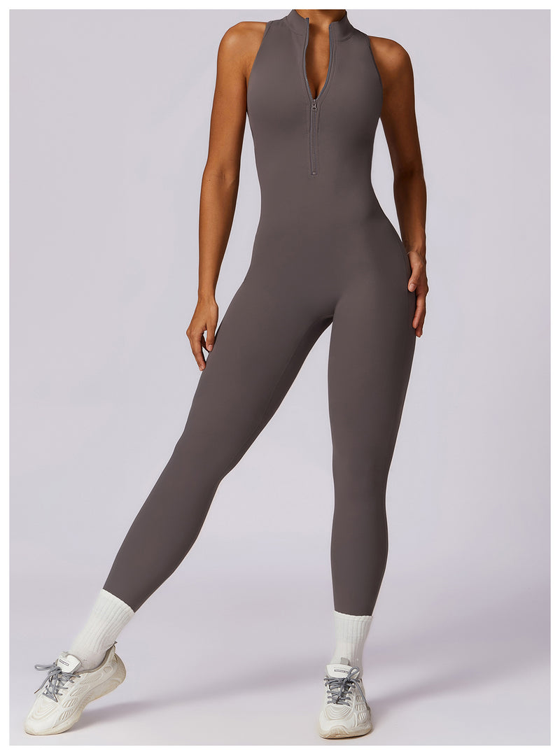 Quick-drying Zipper Yoga Jumpsuit Fitness Training Sports Tights